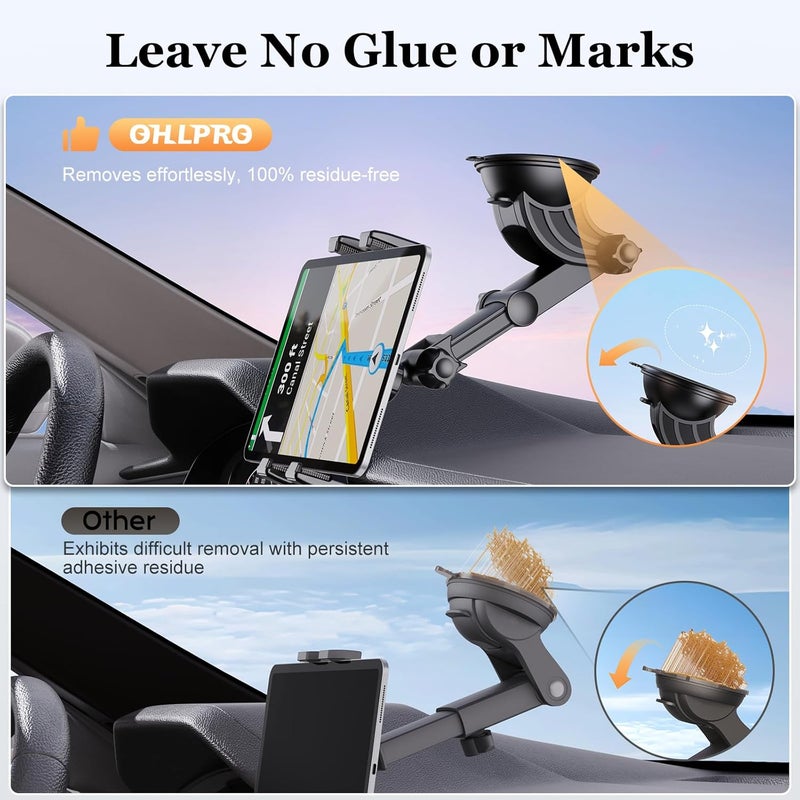 OHLPRO Tablet Holder for Car Dashboard [Suction Cup Mount] Windshield Wall Desk, Adjustable Stand for 5-13" iPad mini Air Pro Galaxy Tab S9 Phone - Heavy Duty Truck Accessories - Image 3